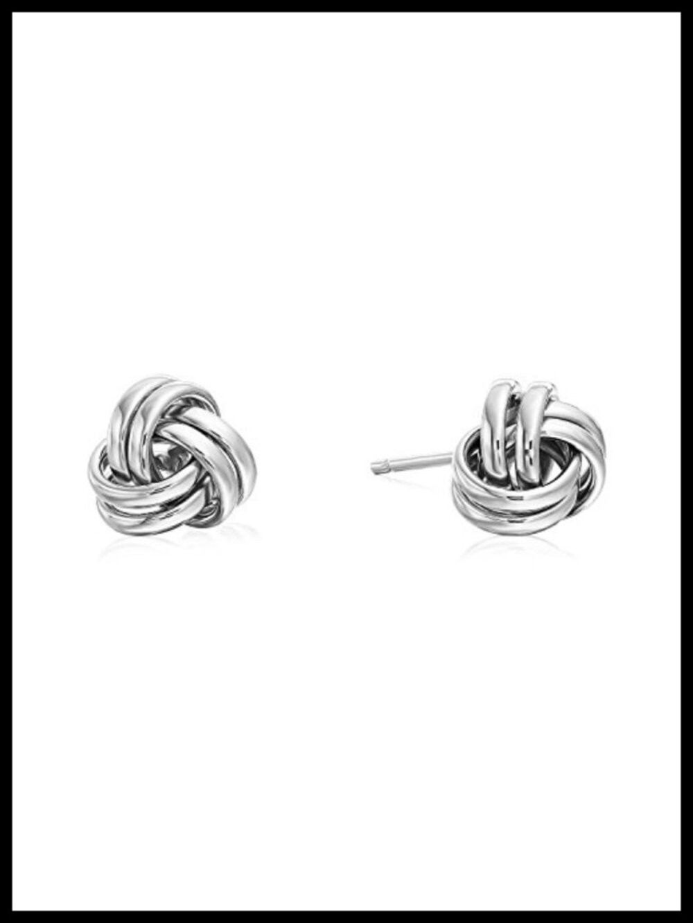 14k White Gold Love Knot Stud Earrings 7mm Push Back